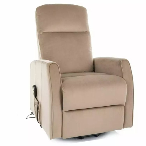 Przejdź do produktu Fotel rozkładany z funkcją pionizacji LETO velvet beżowy