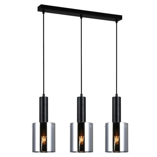 Przejdź do produktu Lampa wisząca SARDO 3 listwa, czarny, szkło dymione
