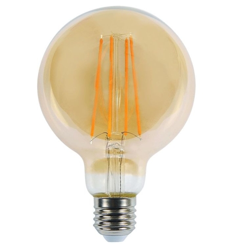 Przejdź do produktu Żarówka LED 6W E27 G125 AMBER 2000K duża bursztynowa