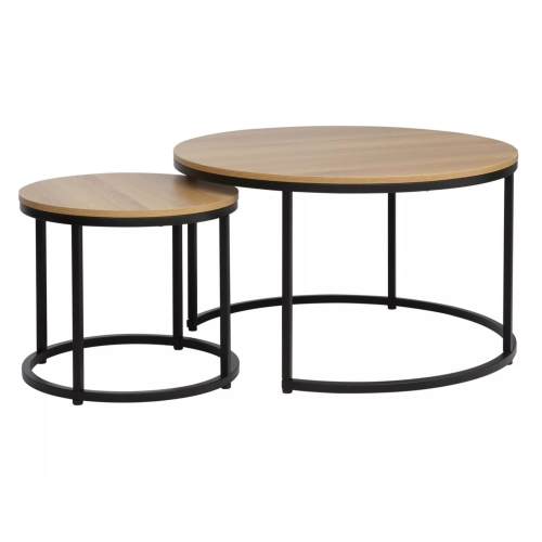 Przejdź do produktu Stolik kawowy ława DION dąb, czarny 2szt.