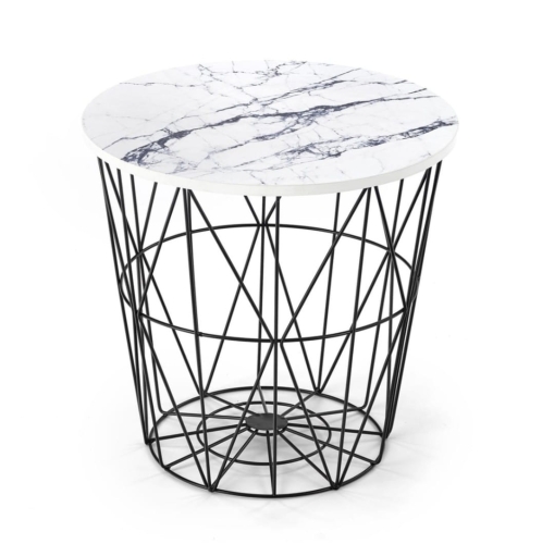 Przejdź do produktu Stolik kawowy  HARISSA B biały marmur, czarny