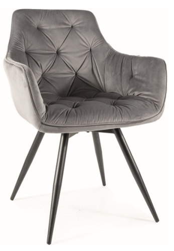 Przejdź do produktu Krzesło tapicerowane obrotowe MANGO welurowe szare