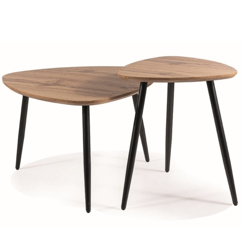 Przejdź do produktu Stolik kawowy ława TWIN zestaw 2 szt. dąb artisan czarny