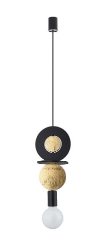 Przejdź do produktu Lampa sufitowa wisząca DROPS WOOD E czarno złota