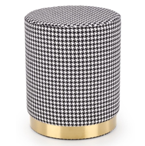 Przejdź do produktu Pufa tapicerowana ARUNA wzór pepita, złoty