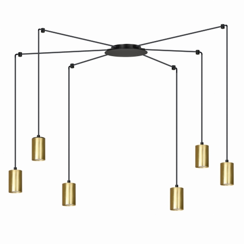 Przejdź do produktu Lampa sufitowa wisząca TRAKER 6  czarna, złota