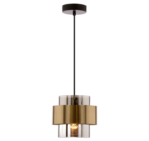 Przejdź do produktu Lampa wisząca do salonu szklana czarna, klosz dymiony E27 do jadalni SPIEGA