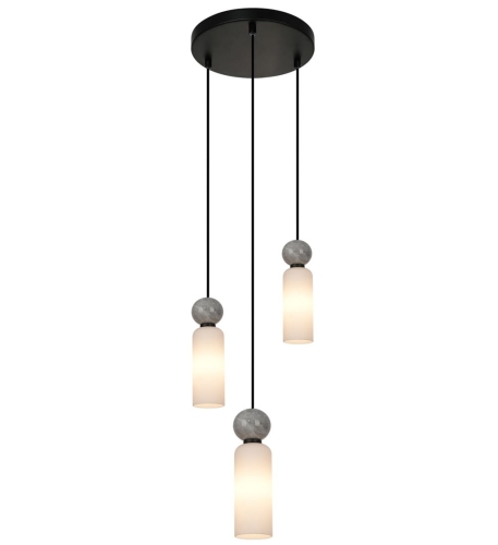 Przejdź do produktu Lampa sufitowa, wisząca SANTOS 3 opalowa, biała