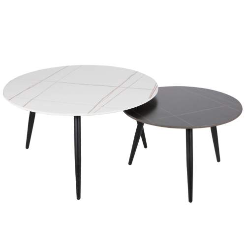 Przejdź do produktu Zestaw stolików kawowych KORA B biały czarny marmur
