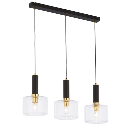 Przejdź do produktu Lampa sufitowa wisząca VANES 3 czarna, klosz transparentny