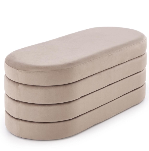 Przejdź do produktu Ławka tapicerowana z pojemnikiem CALPI welurowa beżowa