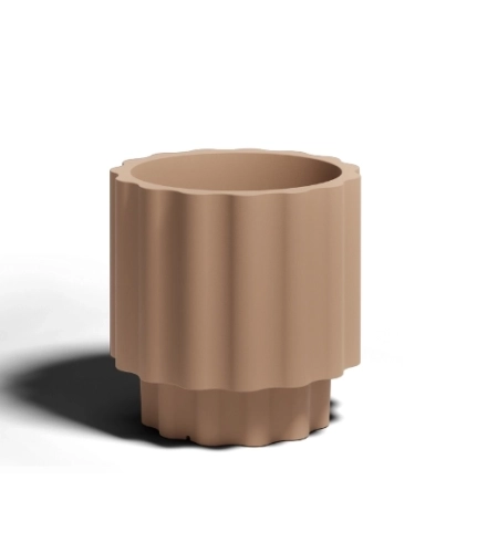 Przejdź do produktu Donica do salonu Ribbo 45 cm beżowa mokka