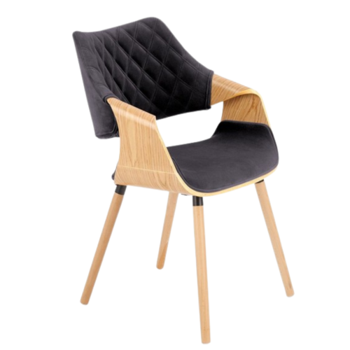 Przejdź do produktu Krzesło tapicerowane K396 welurowe czarne, stelaż naturalny