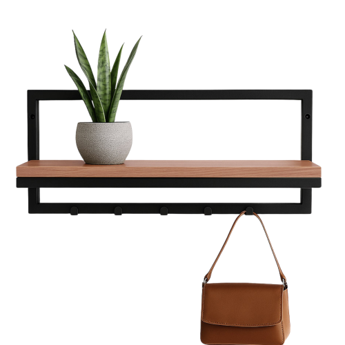 Przejdź do produktu Wieszak ścienny do przedpokoju z półką czarny HANGER