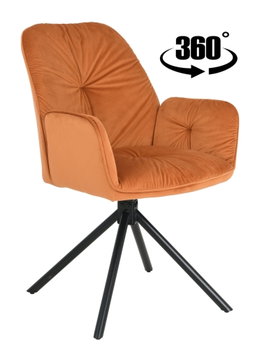 Przejdź do produktu Krzesło tapicerowane obrotowe z podłokietnikami KOEN velvet cynamon G-114