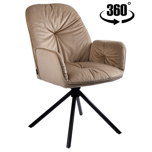 Przejdź do produktu Krzesło tapicerowane obrotowe z podłokietnikami KOEN velvet beżowe G-104