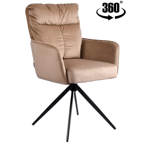 Przejdź do produktu Krzesło tapicerowane obrotowe z podłokietnikami ELDO velvet beż G-104