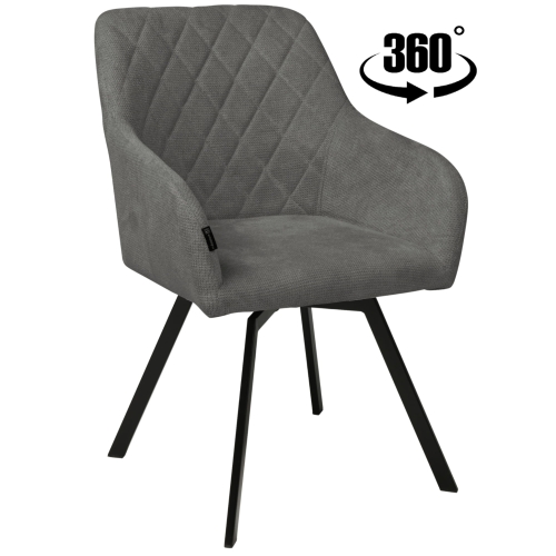 Przejdź do produktu Krzesło tapicerowane obrotowe z podłokietnikami PANKO tkanina szare CAT-18