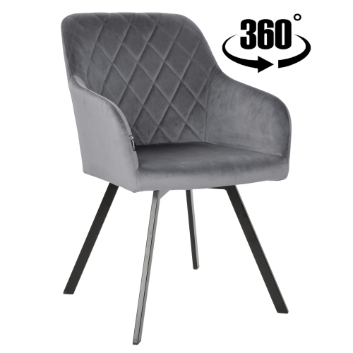 Przejdź do produktu Krzesło tapicerowane obrotowe pikowane PANKO velvet szary G-12