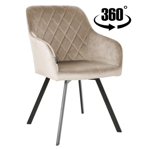 Przejdź do produktu Krzesło tapicerowane obrotowe pikowane PANKO velvet beżowe G-104