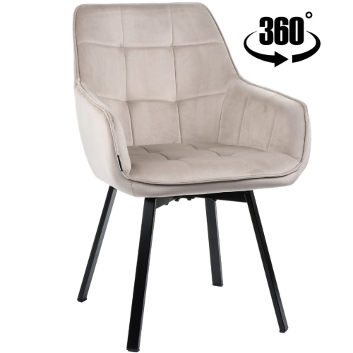 Przejdź do produktu Krzesło tapicerowane obrotowe z podłokietnikami TOGO velvet beżowe G-09