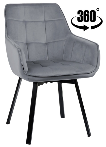 Przejdź do produktu Krzesło tapicerowane obrotowe z podłokietnikami TOGO velvet szare G-12