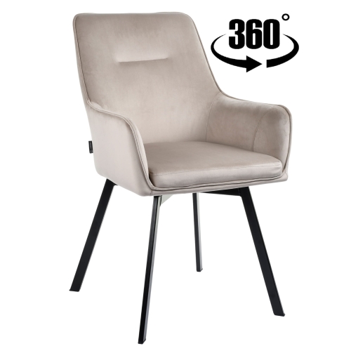 Przejdź do produktu Krzesło tapicerowane obrotowe z podłokietnikami SWEN velvet beżowe G-09