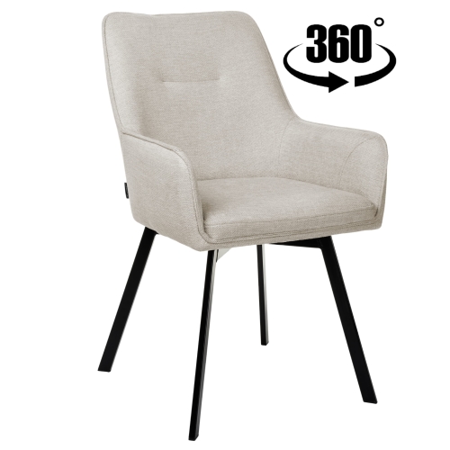 Przejdź do produktu Krzesło tapicerowane obrotowe z podłokietnikami SWEN tkanina beżowe 920-01