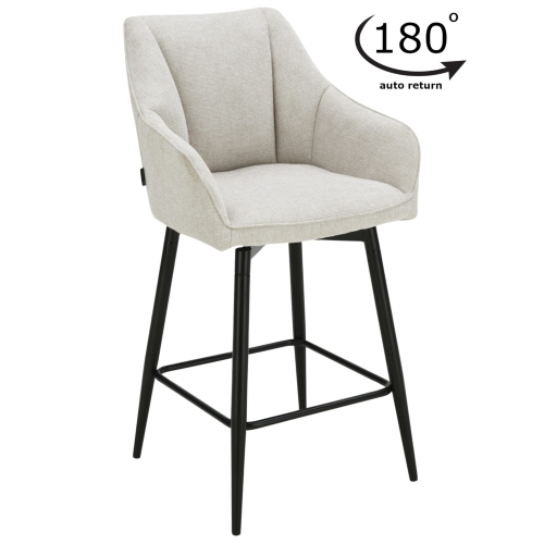 Przejdź do produktu Hoker krzesło barowe obrotowe z podłokietnikami ELMO tkanina beżowe 920-01