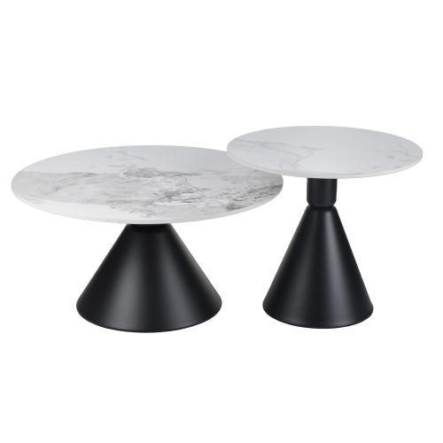 Przejdź do produktu Zestaw stolików kawowych kwadratowych ELVA biało czarnych