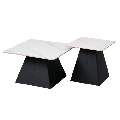 Przejdź do produktu Zestaw stolików kawowych kwadratowych MAVIA biało-czarnych
