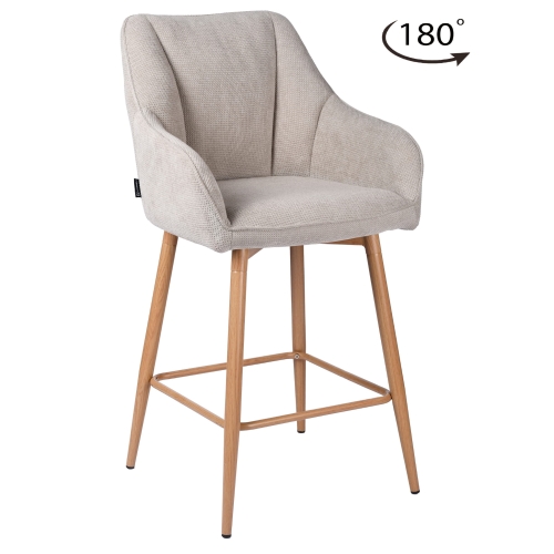 Przejdź do produktu Hoker krzesło barowe obrotowe z podłokietnikami ELMO tkanina beżowe CAT-02