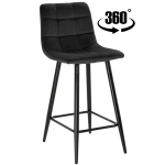 Hoker krzesło barowe obrotowe z podnóżkiem TORE-S 65cm velvet czarne G-77