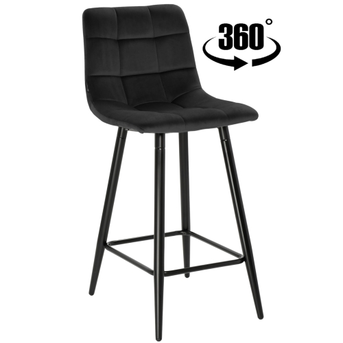 Przejdź do produktu Hoker krzesło barowe obrotowe z podnóżkiem TORE-S 65cm velvet czarne G-77