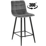 Hoker krzesło barowe obrotowe z podnóżkiem TORE-S 65cm velvet szare G-12