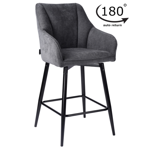 Przejdź do produktu Hoker krzesło barowe obrotowe z podłokietnikami ELMO tkanina grafit M-18