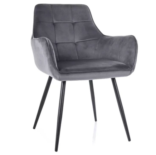 Przejdź do produktu Krzesło tapicerowane welurowe LEMON szary