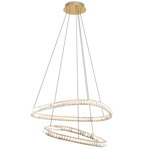 Przejdź do produktu Lampa sufitowa wisząca podwójna LED ATHESA kryształowa złota