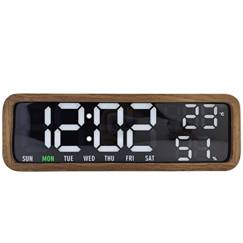 Przejdź do produktu Budzik z termometrem MADERA drewniany brązowy