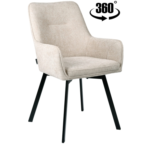 Przejdź do produktu Krzesło tapicerowane obrotowe z podłokietnikami SWEN tkanina beżowe 885-03