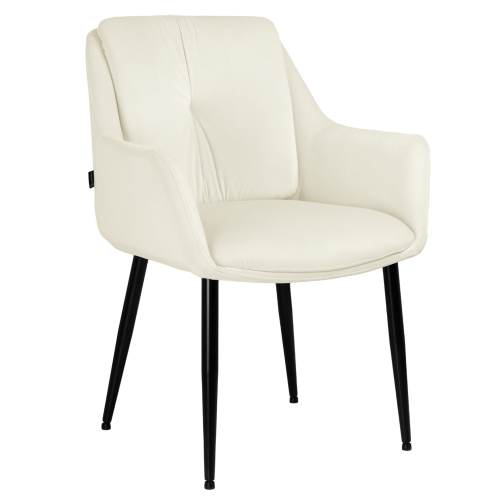 Przejdź do produktu Krzesło tapicerowane z podłokietnikami ALEX welurowe jasny beż G-04