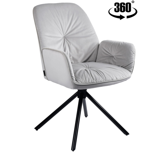 Przejdź do produktu Krzesło tapicerowane obrotowe KOEN velvet jasny szary G-52