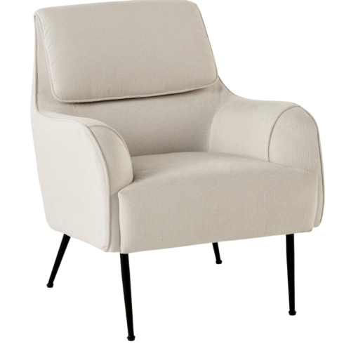 Przejdź do produktu Fotel wypoczynkowy z podłokietnikami OMER tkanina beż CAT-02