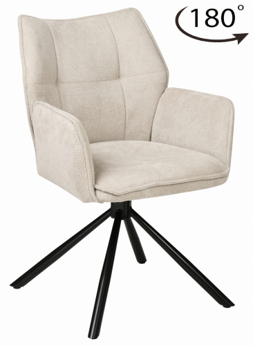 Przejdź do produktu Krzesło tapicerowane obrotowe z podłokietnikami EDEN tkanina beż CAT-02