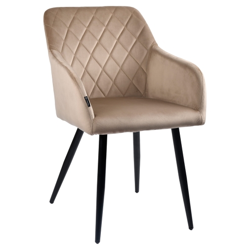 Przejdź do produktu Krzesło tapicerowane pikowane z podłokietnikami MILTON velvet beżowy G-104
