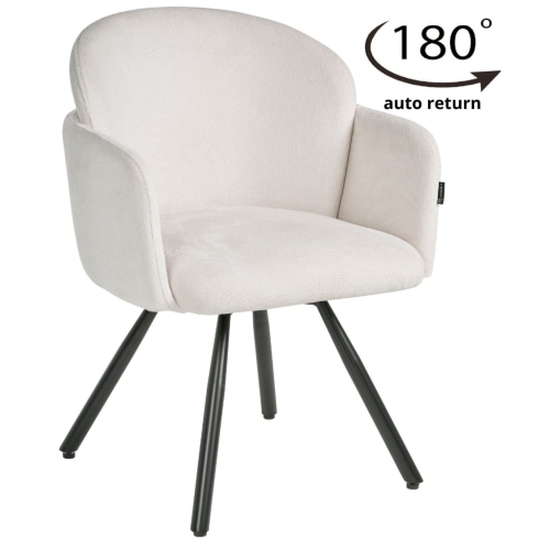 Przejdź do produktu Krzesło tapicerowane obrotowe z podłokietnikami ALBIO tkanina ecru CAT-01