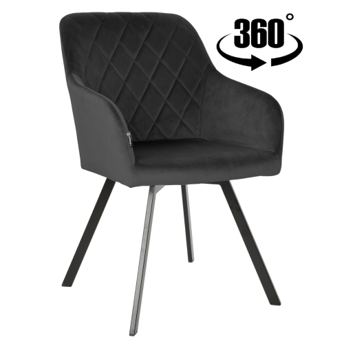 Przejdź do produktu Krzesło tapicerowane obrotowe pikowane PANKO velvet czarne G-77