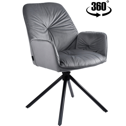 Przejdź do produktu Krzesło tapicerowane obrotowe z podłokietnikami KOEN velvet szare G-12