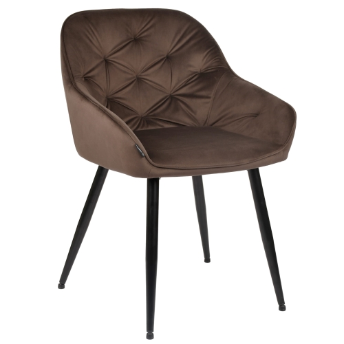 Przejdź do produktu Krzesło tapicerowane pikowane z podłokietnikami LOREN velvet brązowe G-76