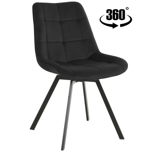 Przejdź do produktu Krzesło tapicerowane obrotowe LAPO velvet czarne G-77
